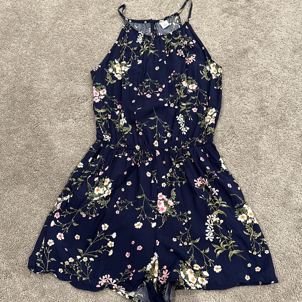 Navy floral print romper from Old Navy